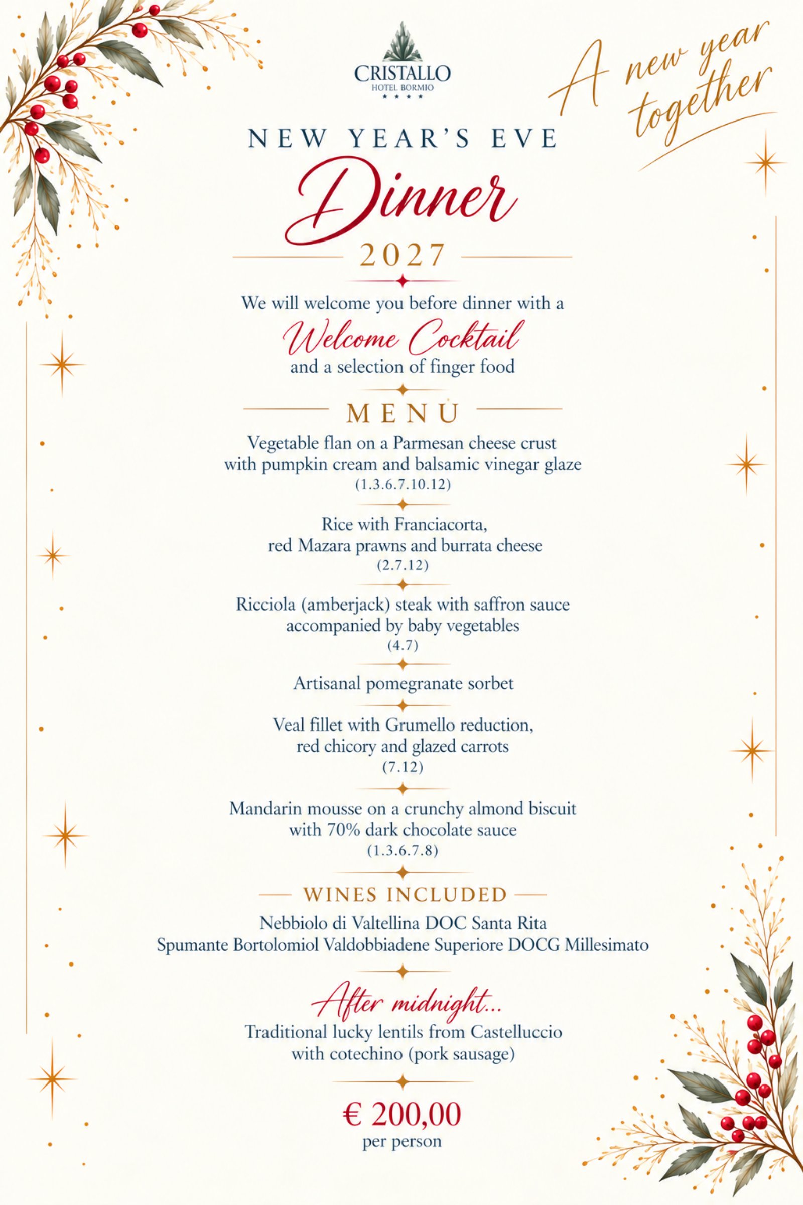 New Year's Eve Menu
